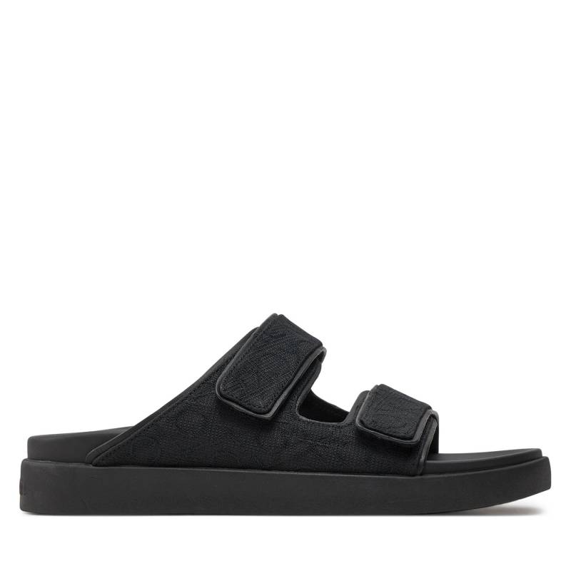 Pantoletten Calvin Klein Flat Adj Slide Mono Jacq HW0HW01955 Schwarz von Calvin Klein