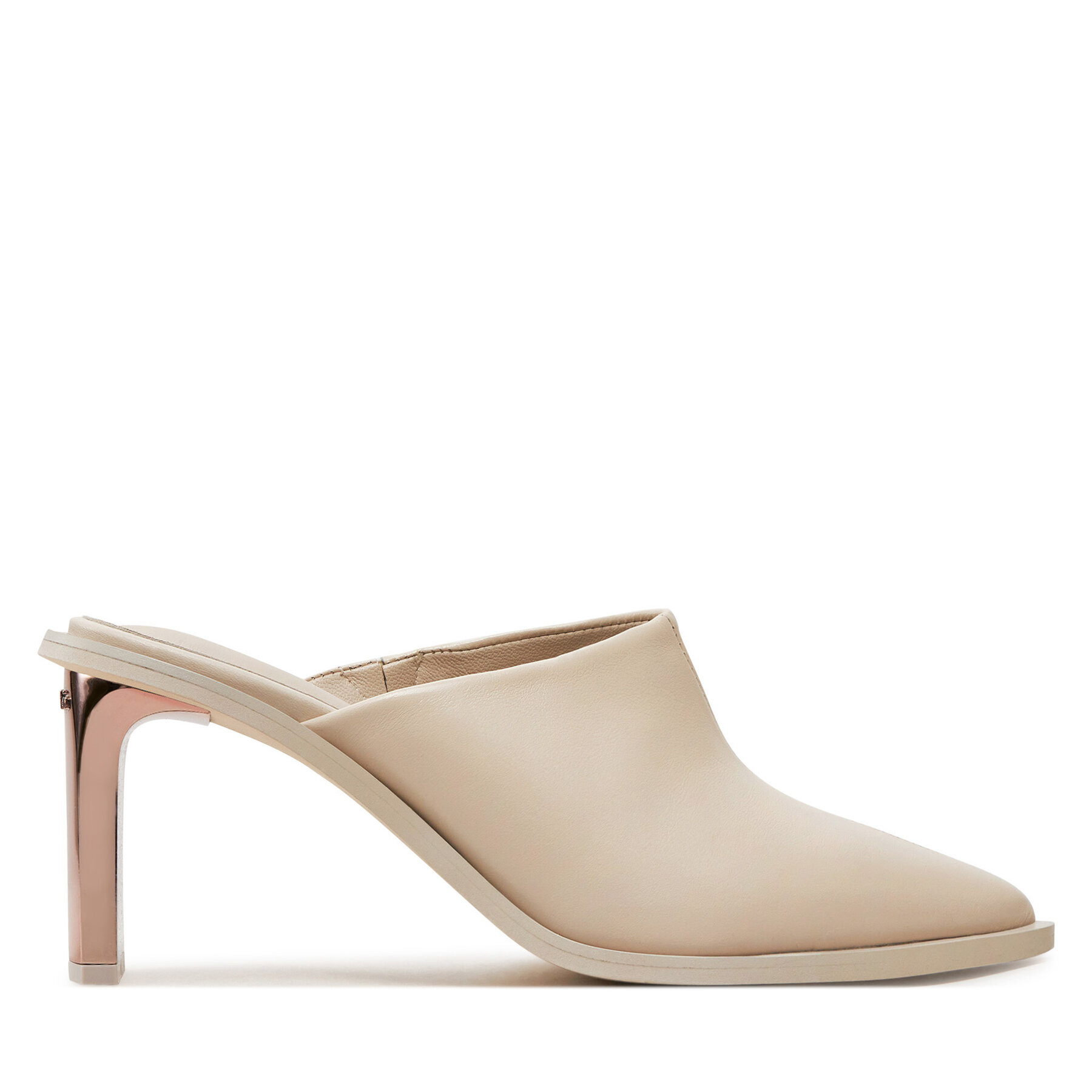 Pantoletten Calvin Klein Heel Mule Pump 70 LTH HW0HW02091 Écru von Calvin Klein