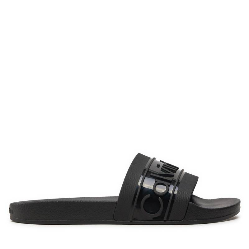 Pantoletten Calvin Klein Slide Tpu Saffiano HW0HW02107 Schwarz von Calvin Klein