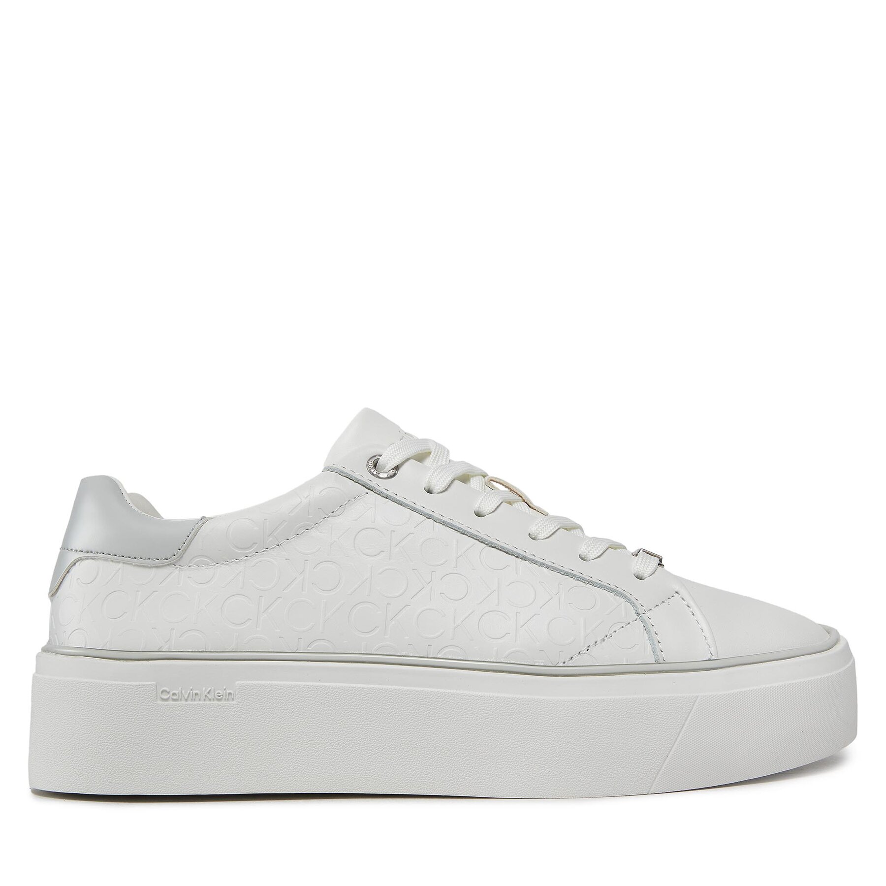 Sneakers Calvin Klein Flatform C Lace Up - Mono Mix HW0HW01870 Weiß von Calvin Klein