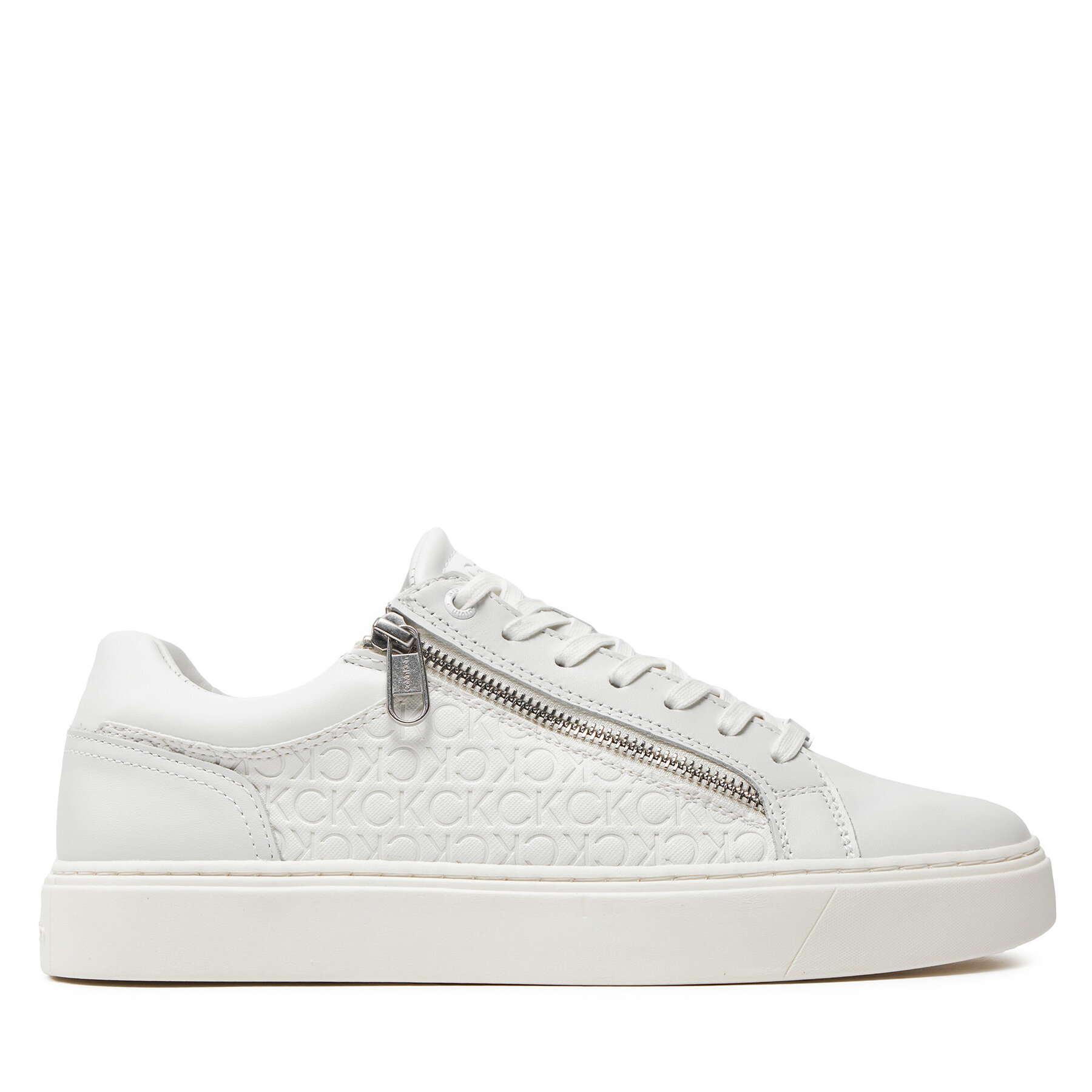 Sneakers Calvin Klein Low Top Lace Up W/ Zip Mono HM0HM01496 Weiß von Calvin Klein