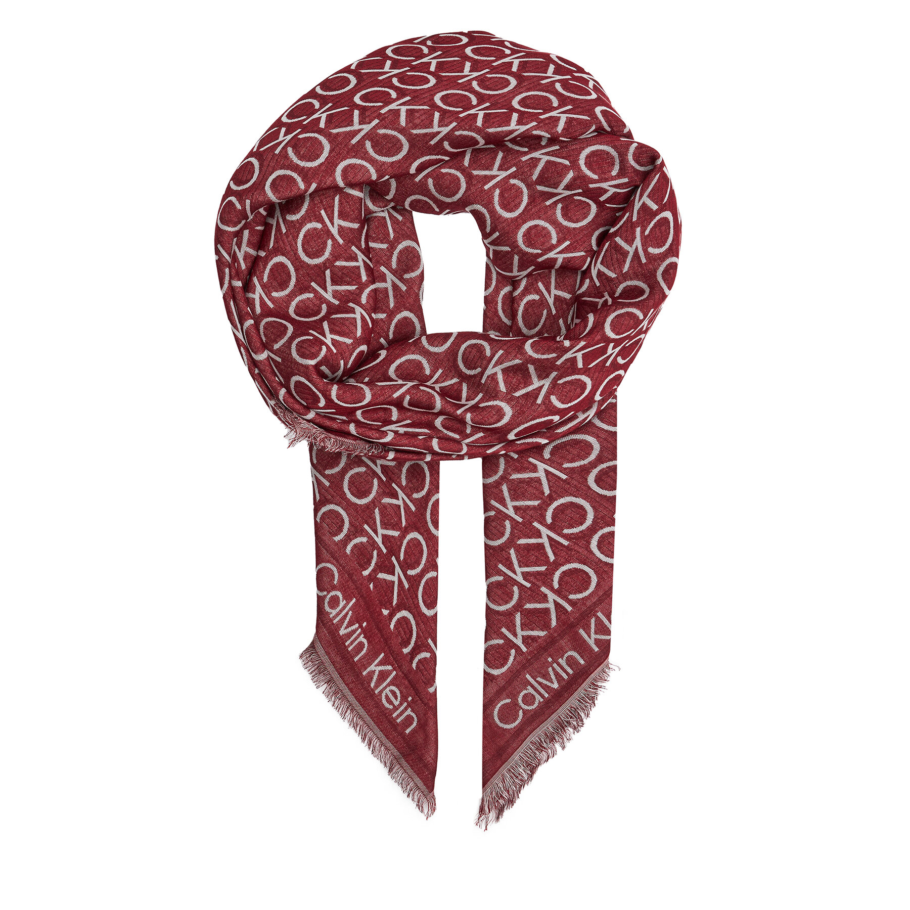 Tuch Calvin Klein Monogram Jacquard Scarf 130X130 K60K608779 Rot von Calvin Klein