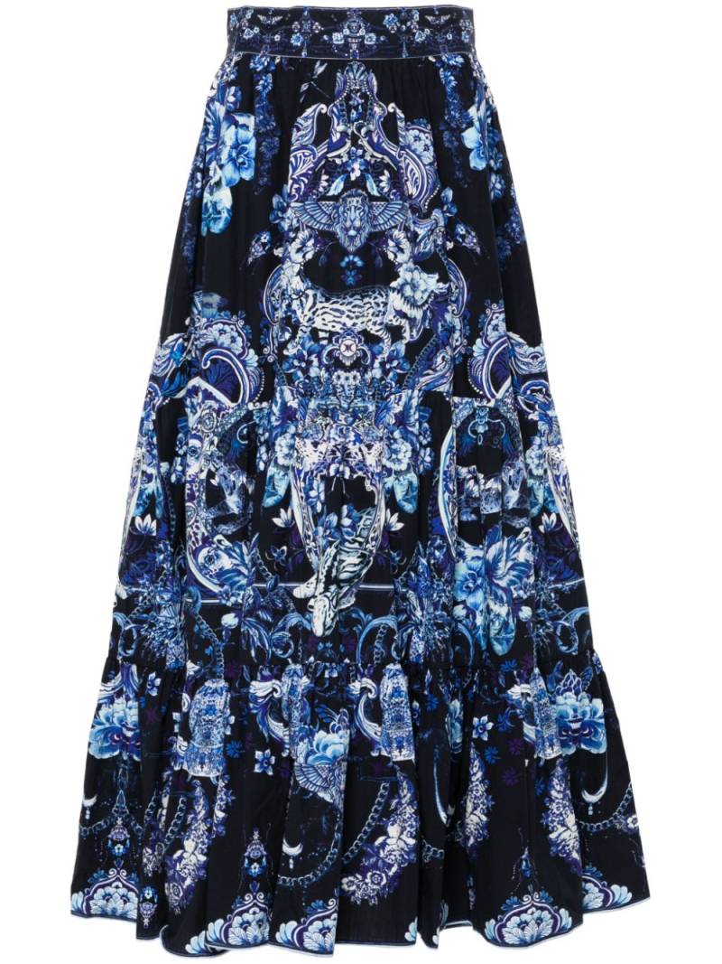 Camilla Delft Dynasty-print maxi skirt - Blue von Camilla