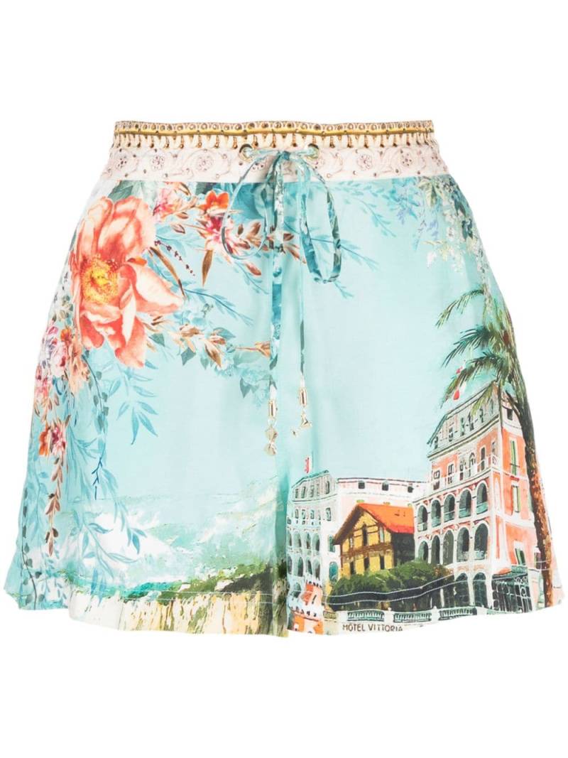 Camilla From Sorrento-print silk shorts - Multicolour von Camilla