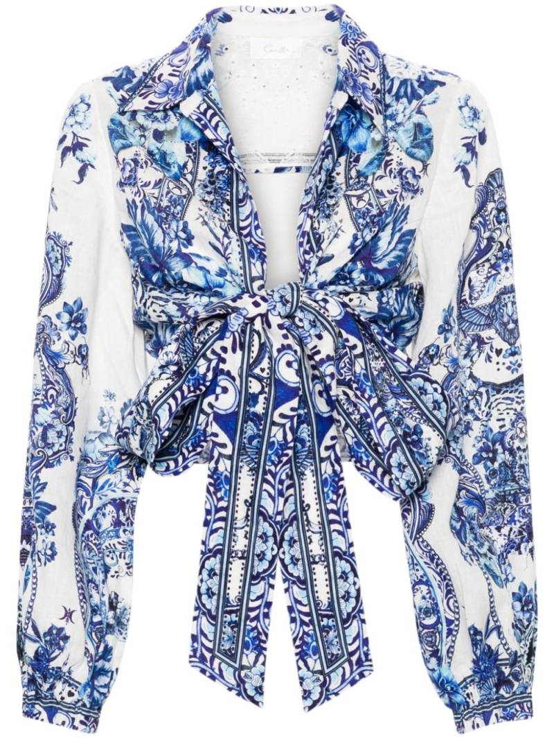 Camilla Glaze And Graze-print cropped shirt - White von Camilla