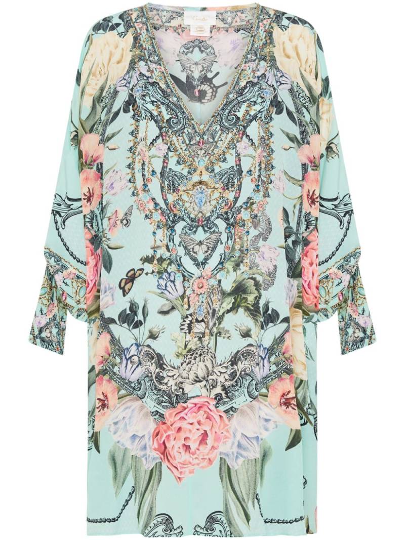 Camilla Petal Promise Land-print silk dress - Blue von Camilla