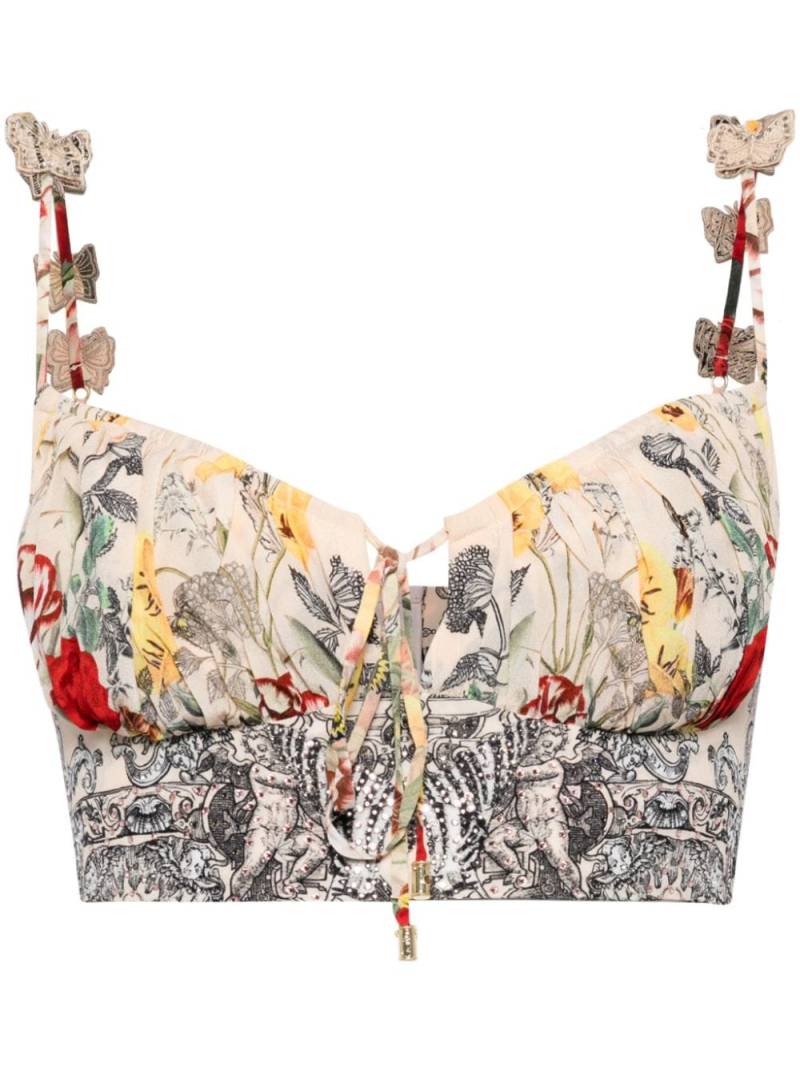 Camilla butterfly-appliqué bustier top - Neutrals von Camilla