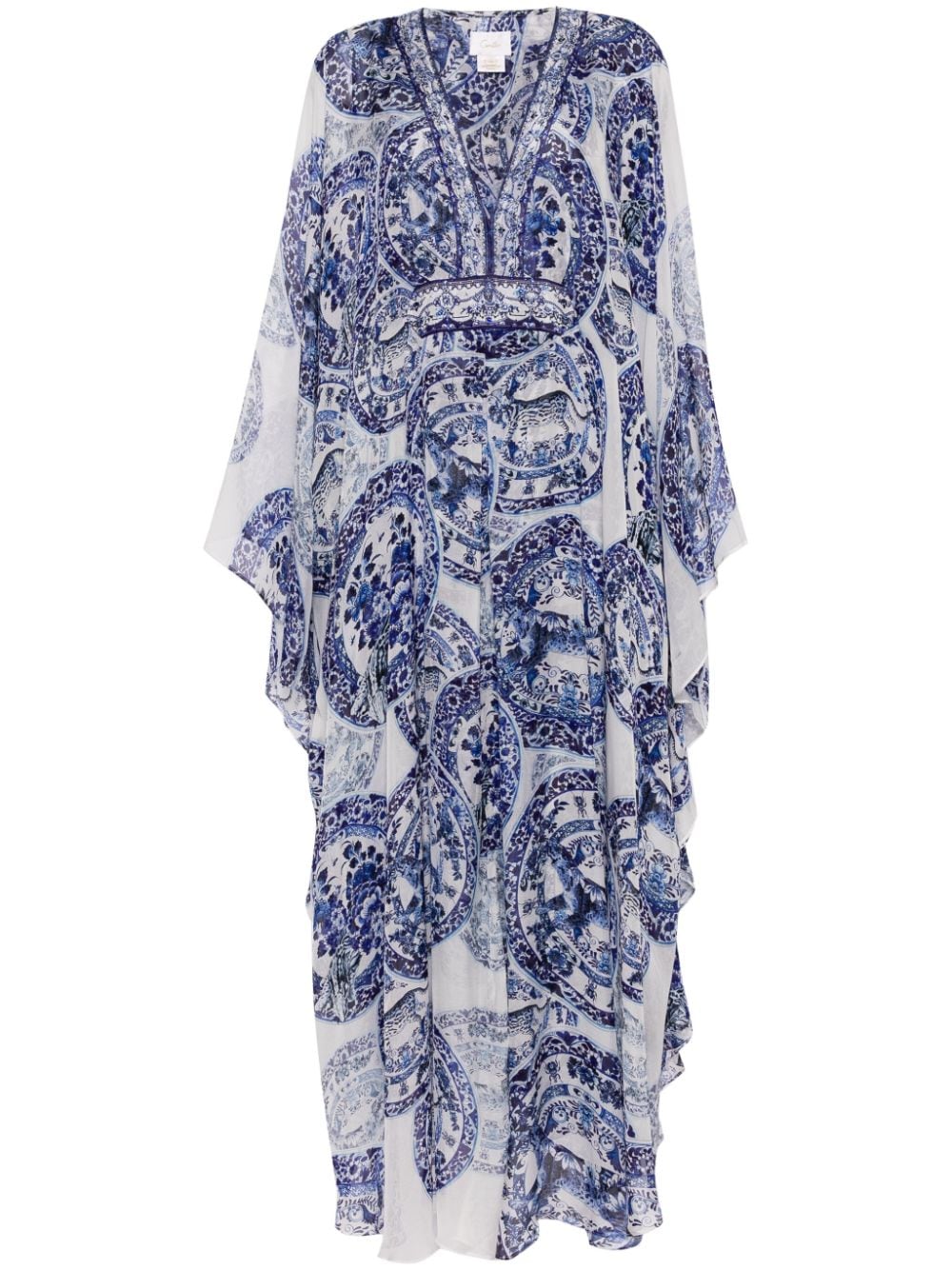 Camilla crystal-embellished graphic-print kaftan - White von Camilla