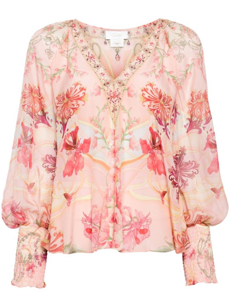 Camilla floral-print chiffon blouse - Pink von Camilla