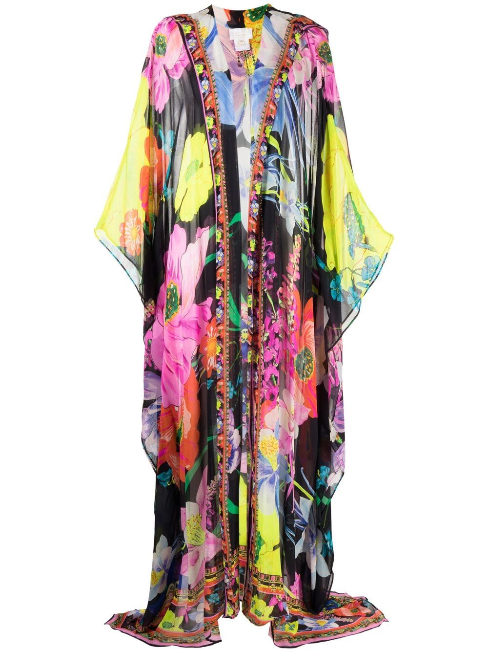 Camilla floral-print silk robe - Black von Camilla