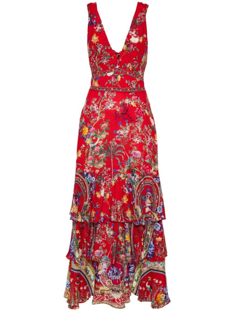 Camilla floral silk ruffled maxi dress - Red von Camilla