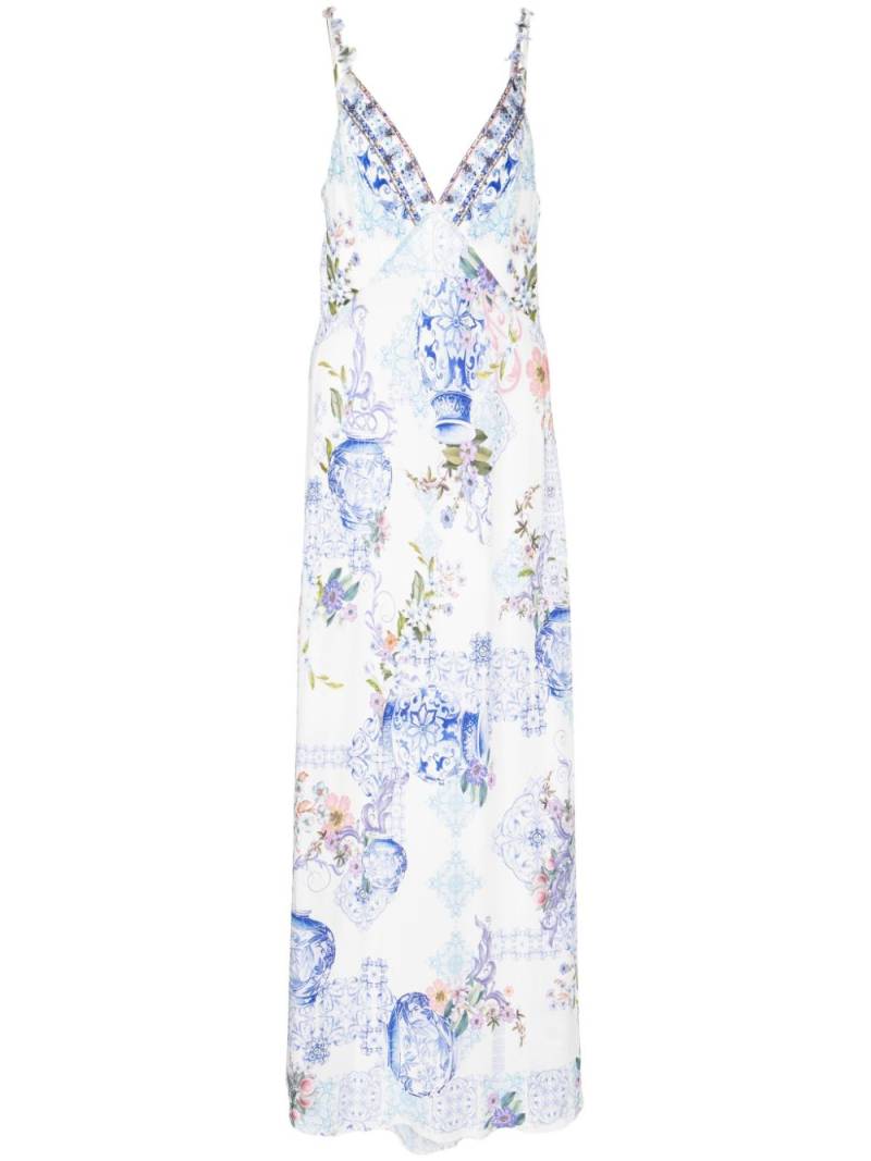 Camilla graphic-print silk maxi dress - White von Camilla