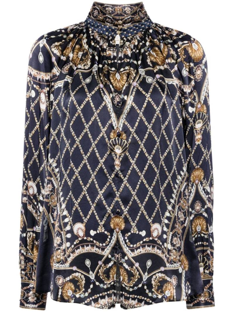 Camilla graphic-print silk shirt - Blue von Camilla