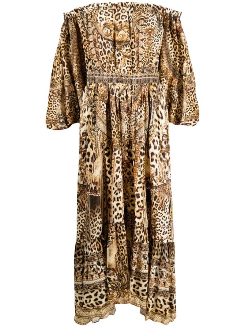 Camilla leopard-print off-shoulder dress - Brown von Camilla