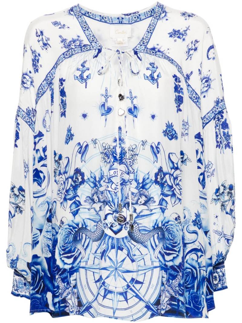 Camilla nautical-print blouse - White von Camilla