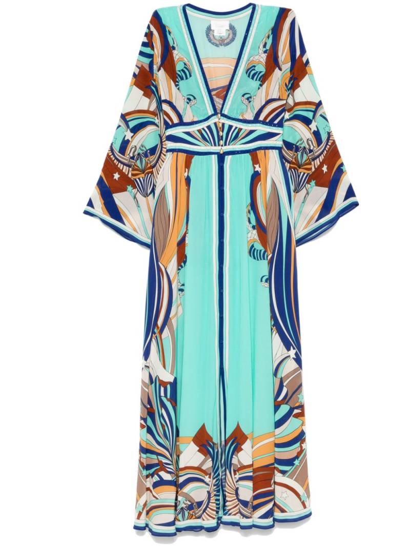 Camilla shirring-detailed flared-sleeves maxi dress - Blue von Camilla