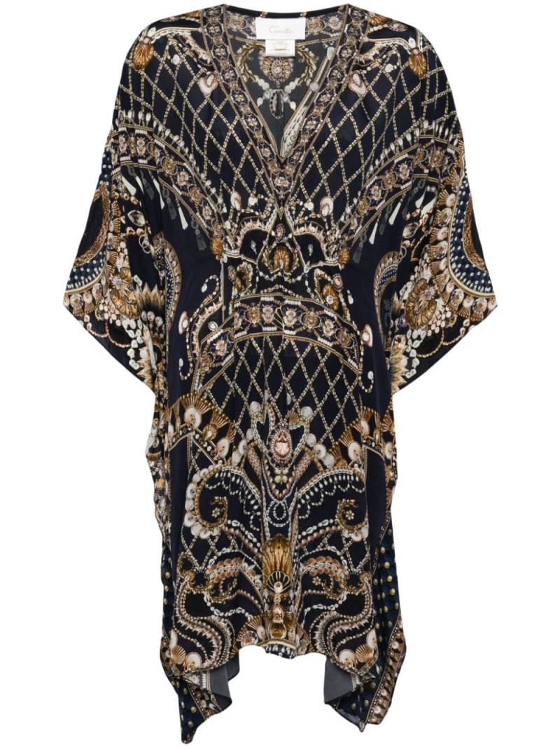 Camilla short printed kaftan - Blue von Camilla