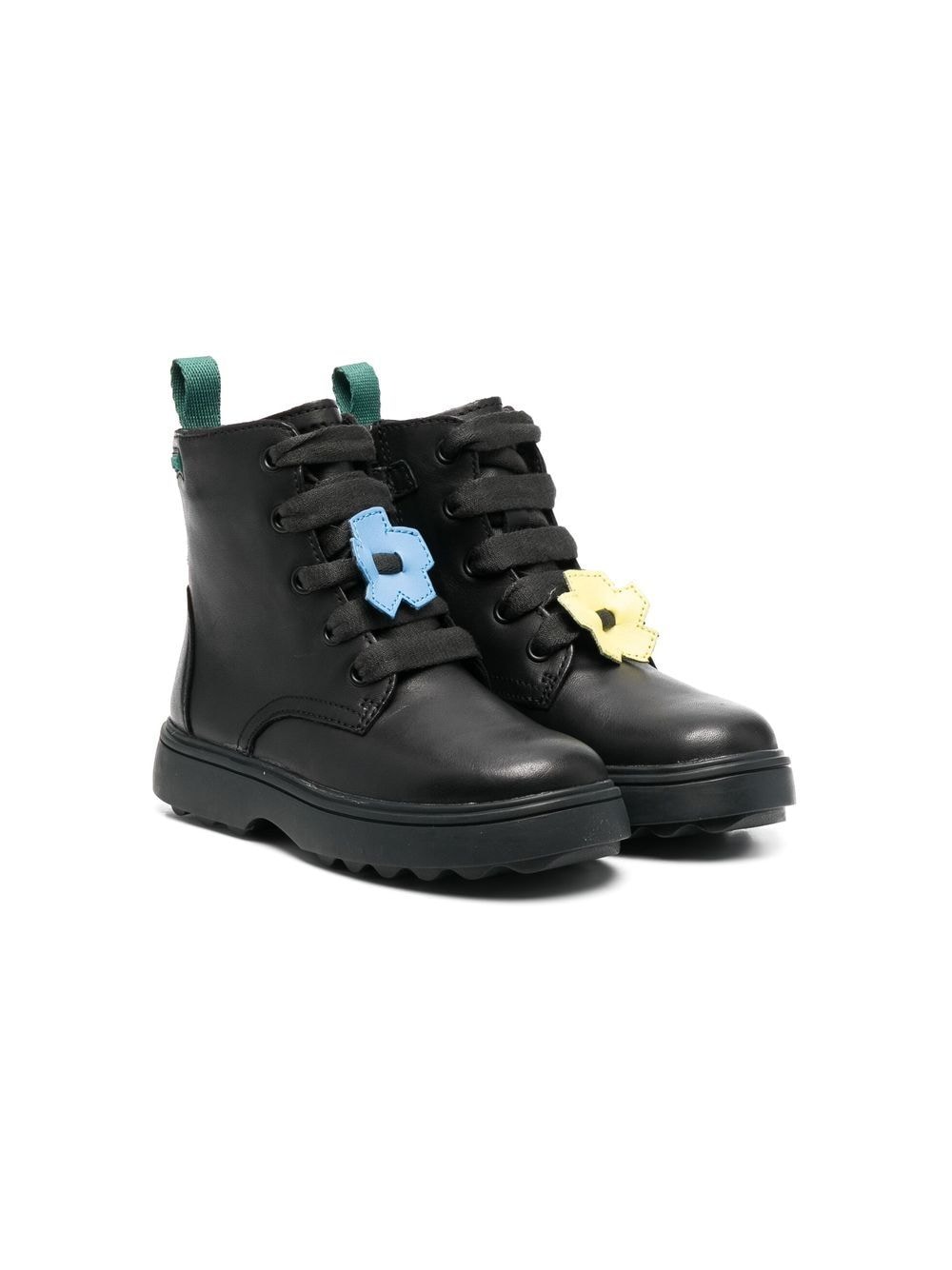 Camper Kids Norte Twins floral-patch boots - Black von Camper Kids