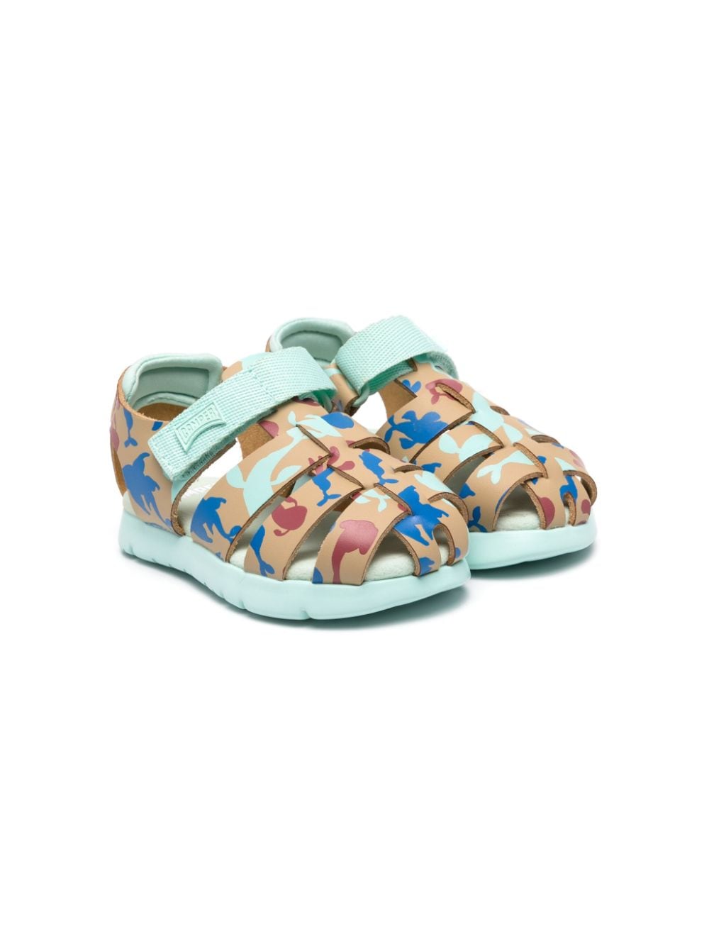 Camper Kids Oruga sea-print leather sandals - Brown von Camper Kids