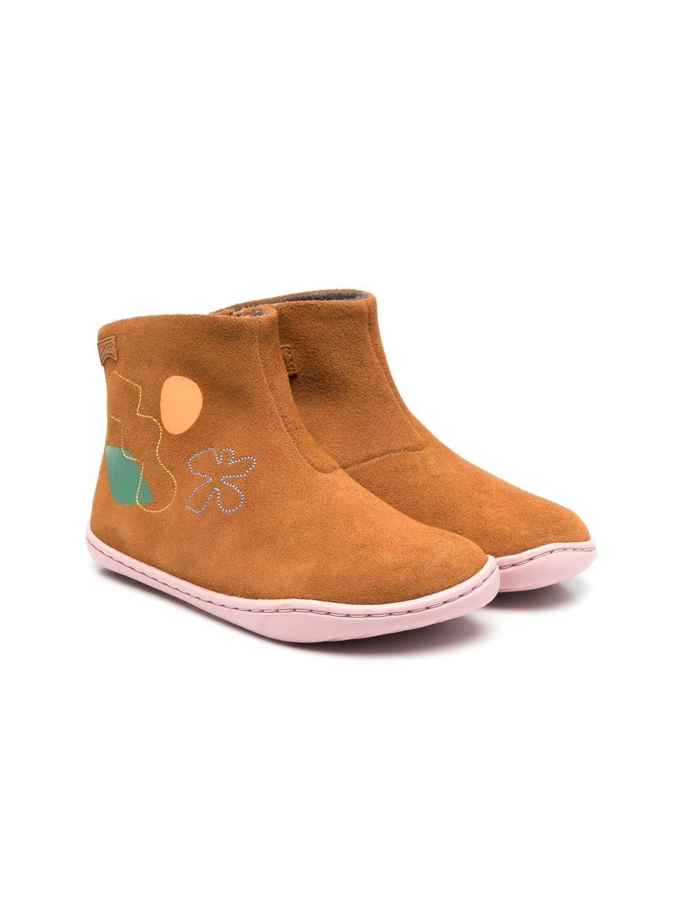 Camper Kids side embroidered-detail boots - Brown von Camper Kids