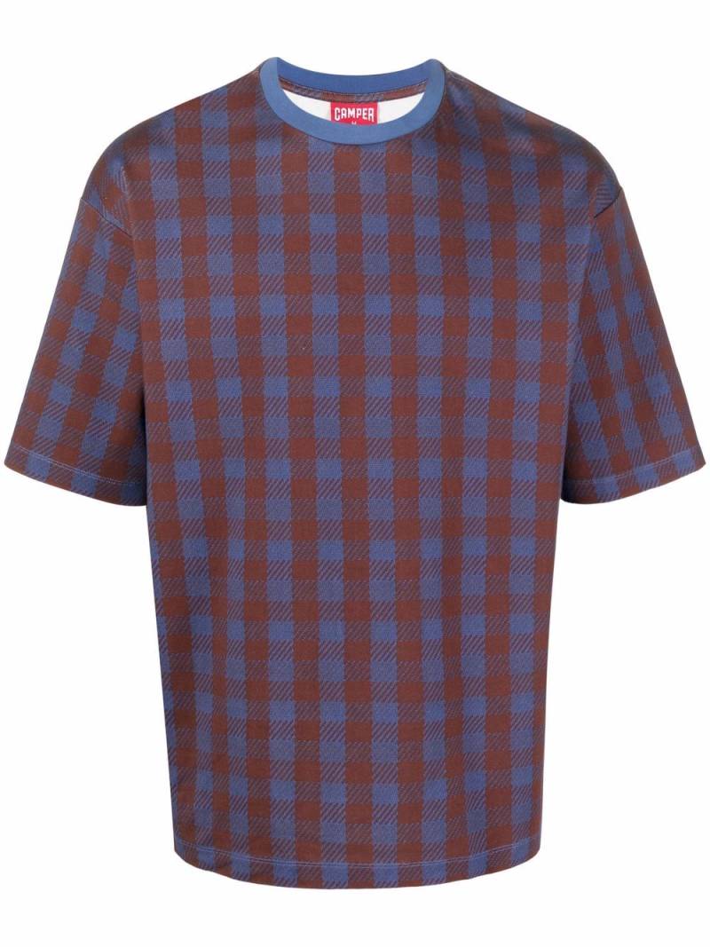 Camper check-print T-shirt - Blue von Camper