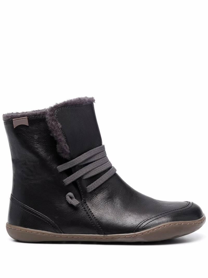 Camper faux-fur lined leather ankle boots - Black von Camper