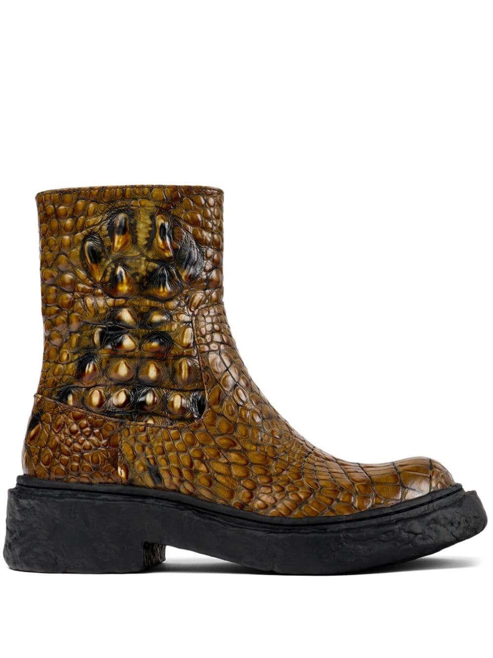 CamperLab Vámonos crocodile-effect ankle boots - Brown von CamperLab