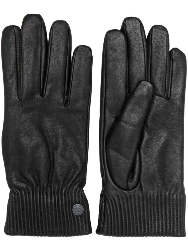 Canada Goose logo-plaque leather gloves - Black von Canada Goose