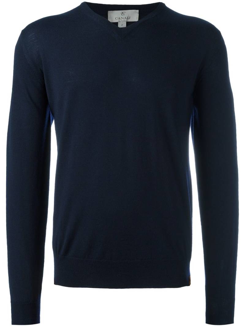 Canali V-neck jumper - Blue von Canali