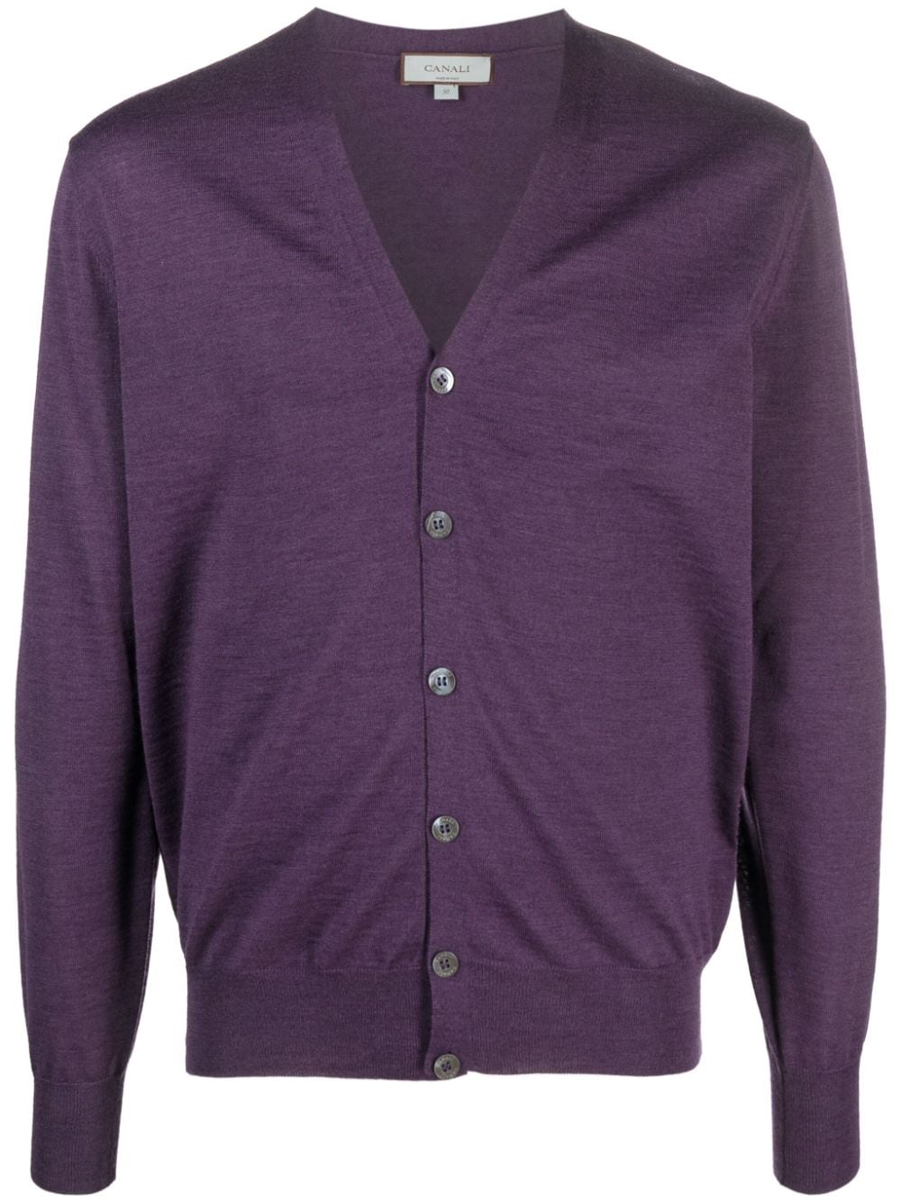 Canali V-neck merino-wool cardigan - Purple von Canali