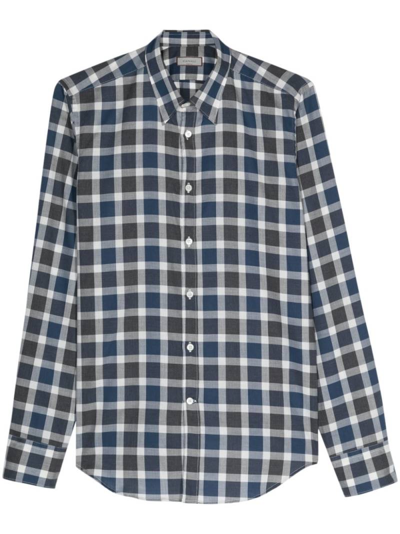 Canali check-pattern cotton shirt - Blue von Canali