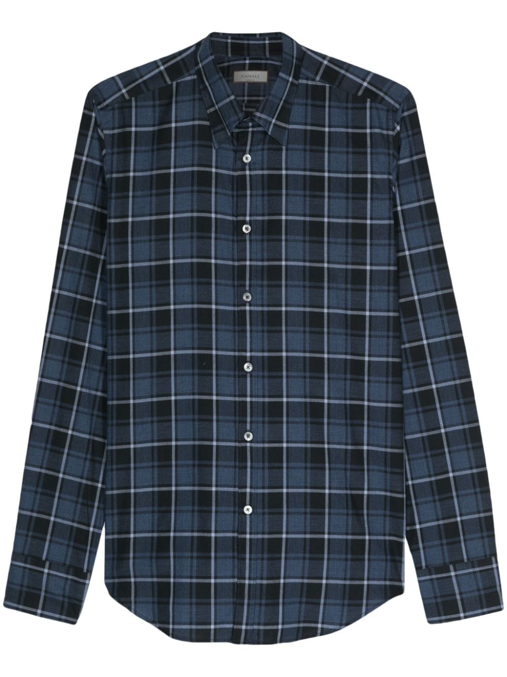 Canali check-pattern cotton shirt - Blue von Canali