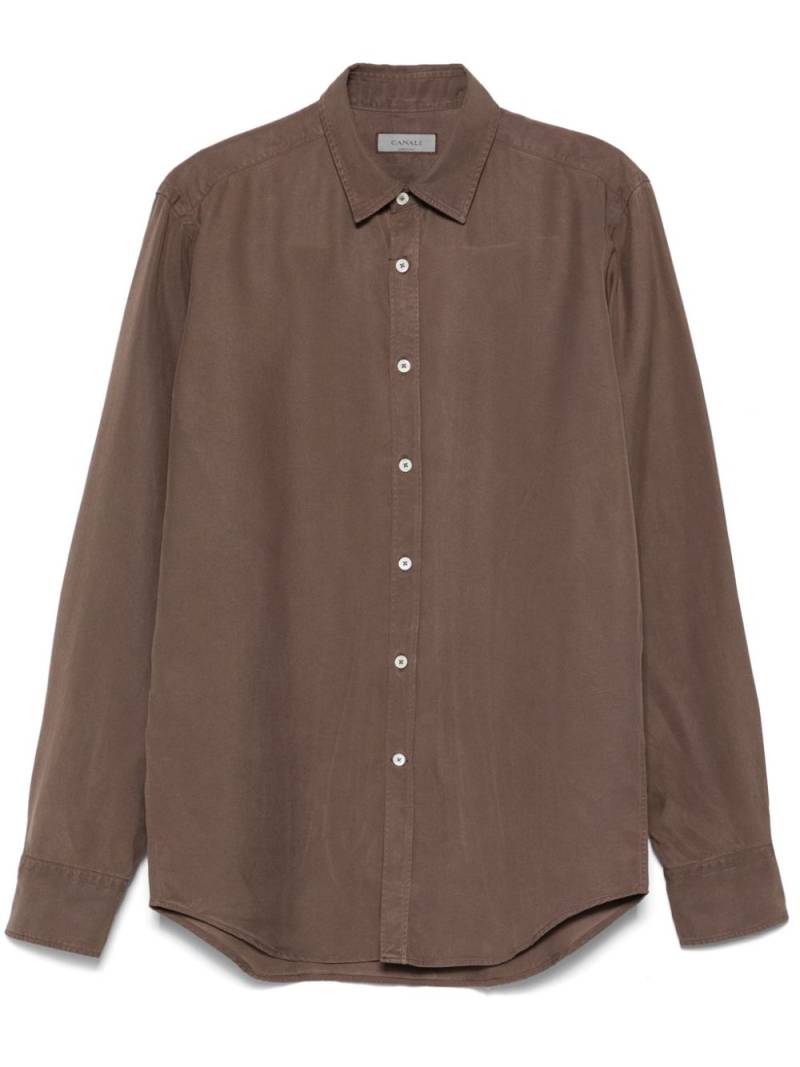 Canali classic-collar twill shirt - Brown von Canali