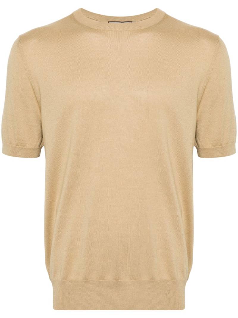 Canali cotton-blend knitted T-shirt - Brown von Canali