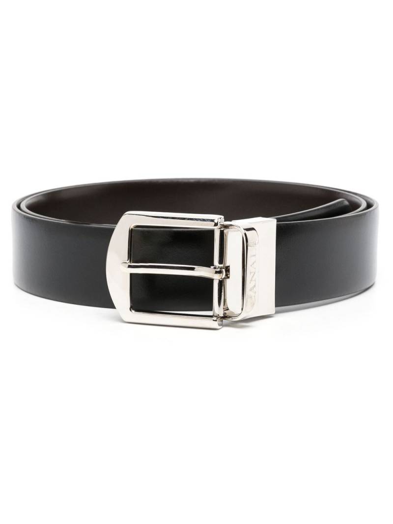 Canali engraved-logo buckle belt - Black von Canali