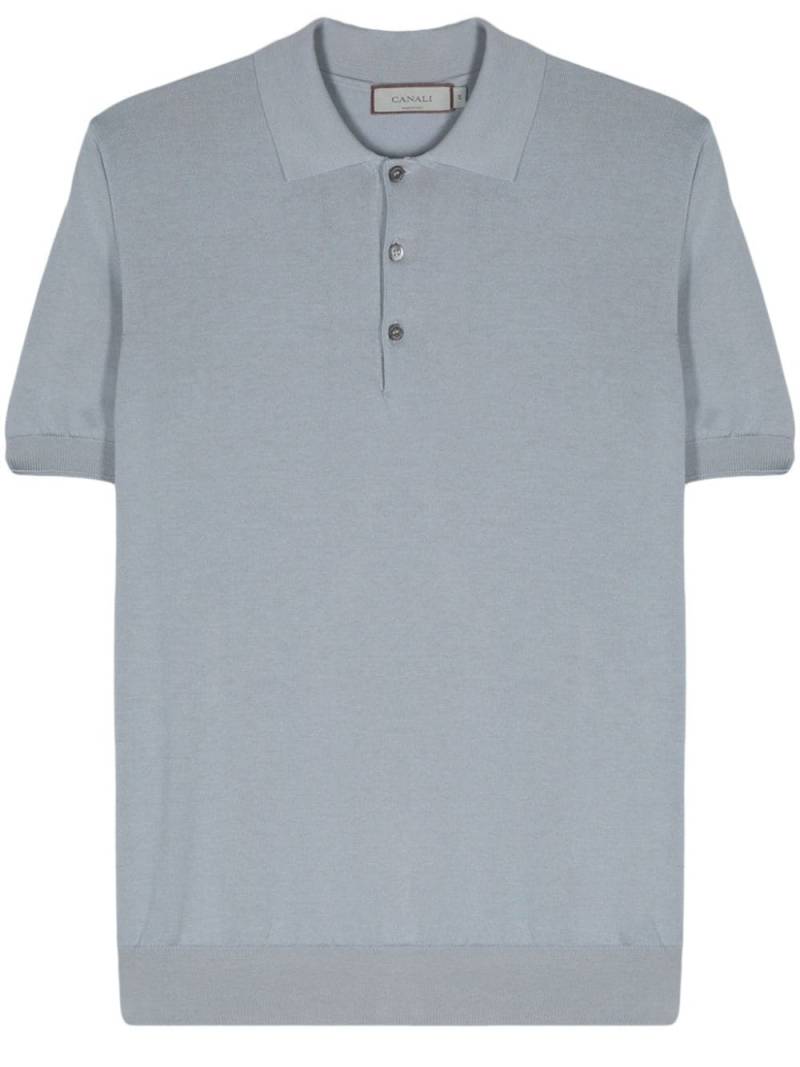 Canali fine-knit cotton polo shirt - Blue von Canali