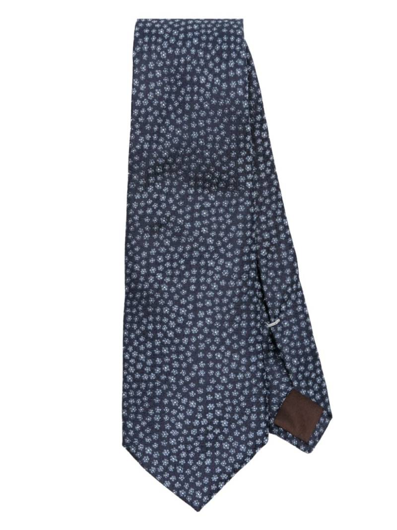 Canali floral-jacquard silk tie - Blue von Canali