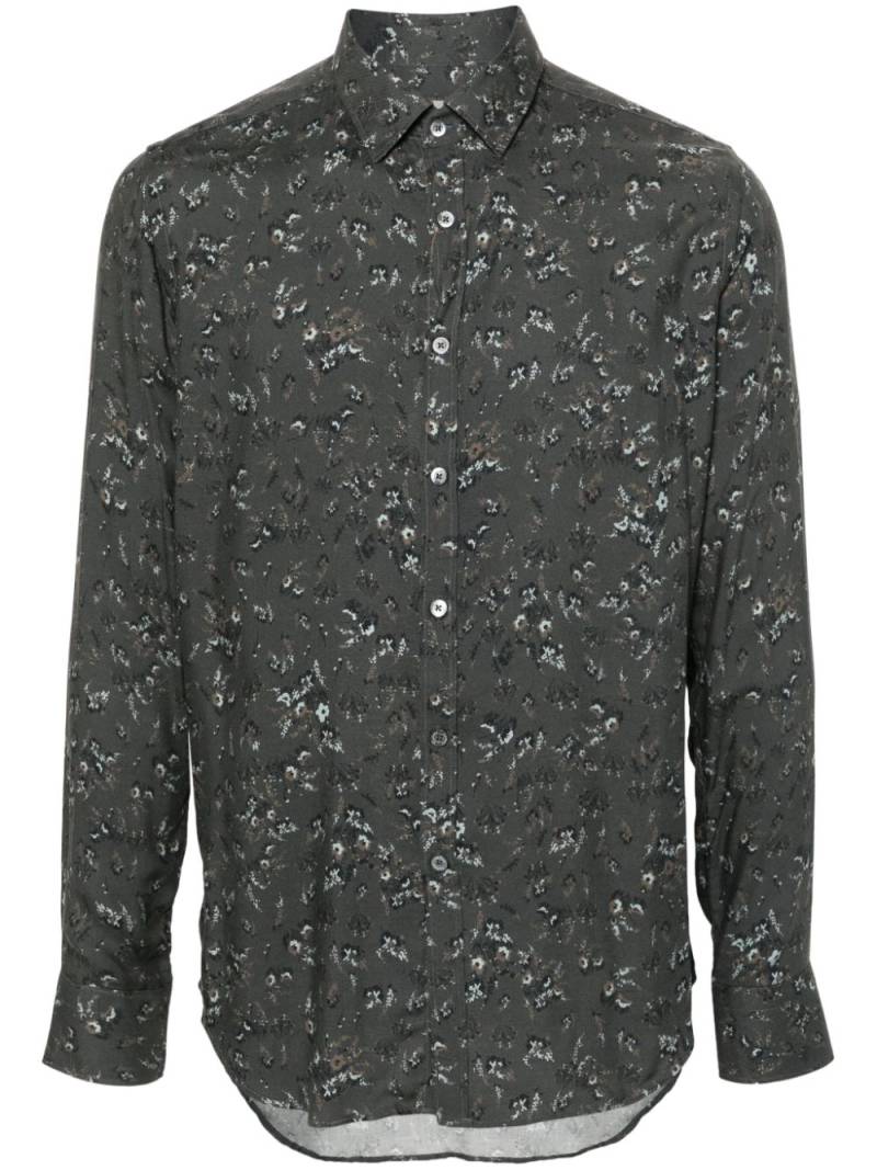 Canali floral-print twill shirt - Grey von Canali