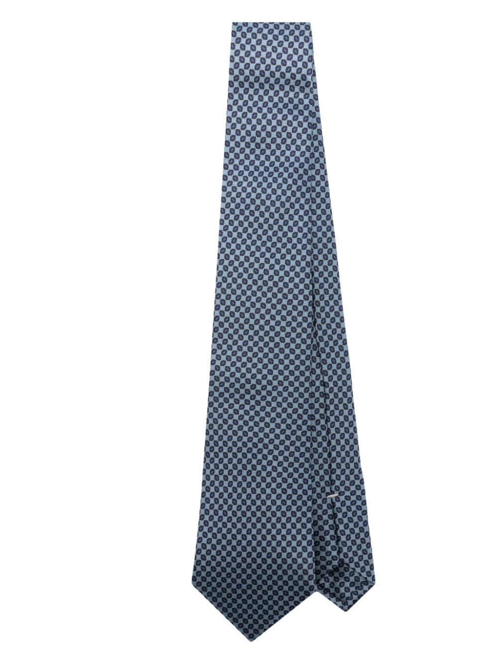 Canali geometric-pattern silk tie - Blue von Canali