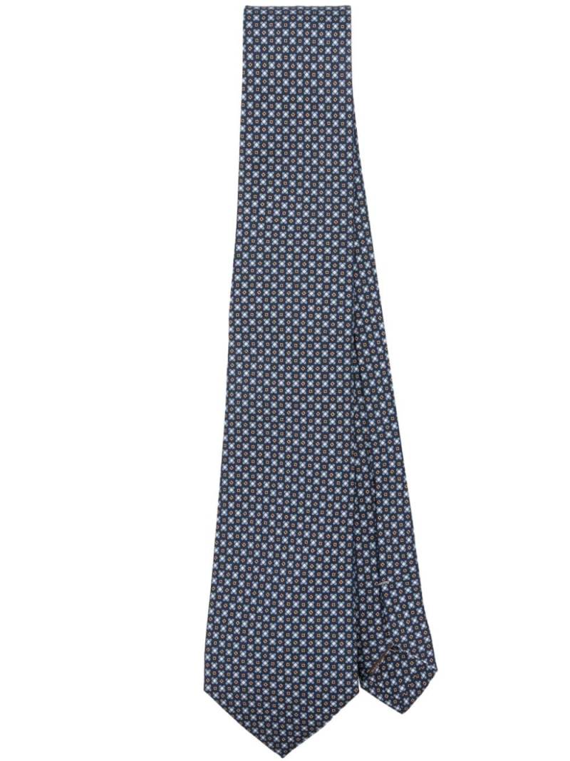 Canali geometric-pattern silk tie - Blue von Canali