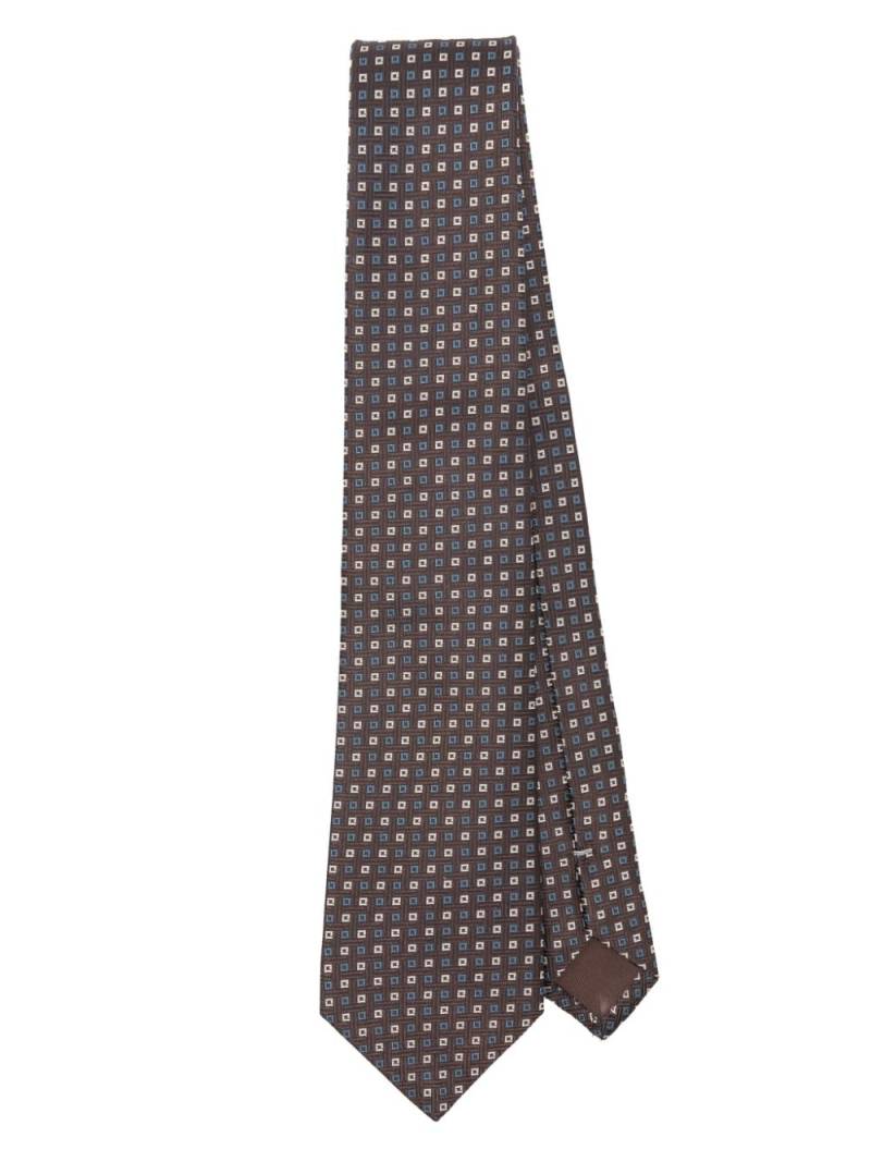 Canali geometric-pattern silk tie - Brown von Canali