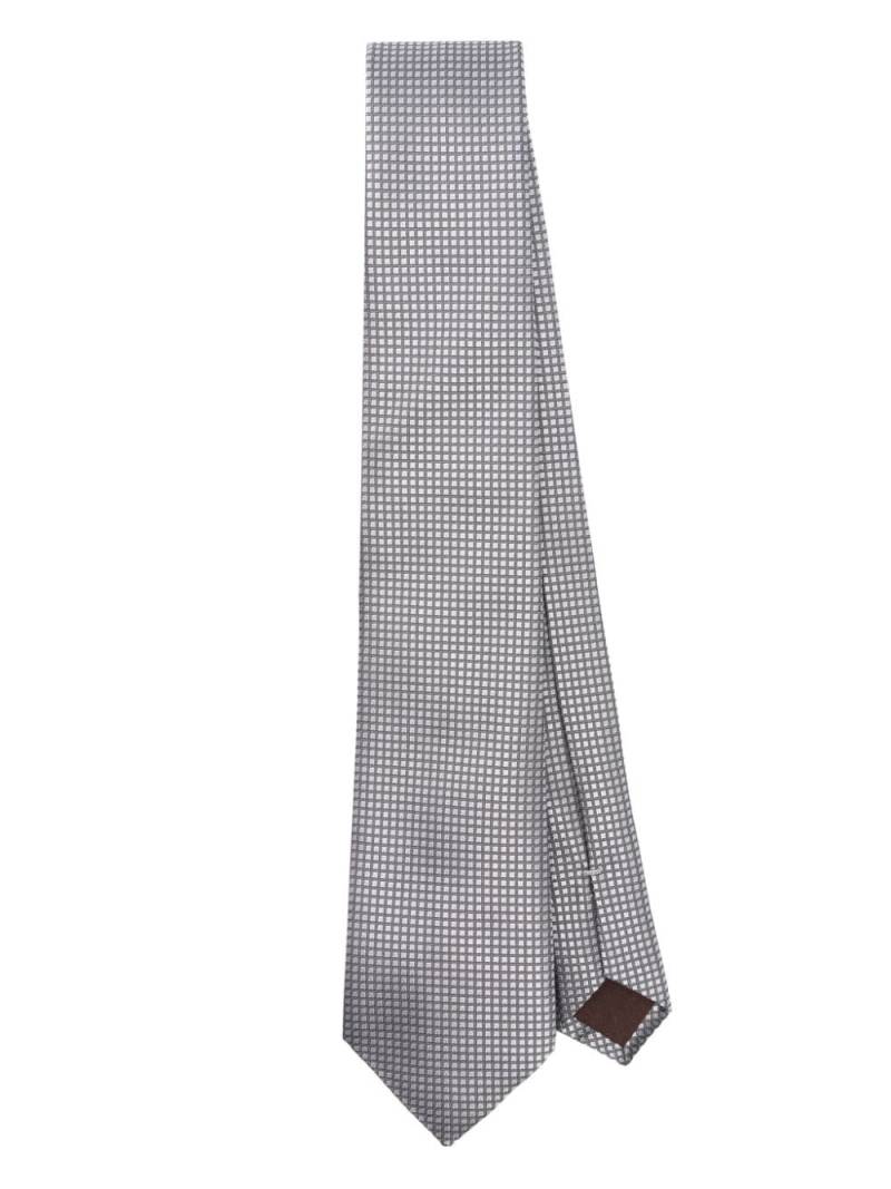 Canali geometric-pattern silk tie - Grey von Canali