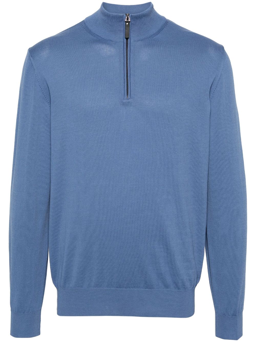 Canali half zip-up cotton jumper - Blue von Canali