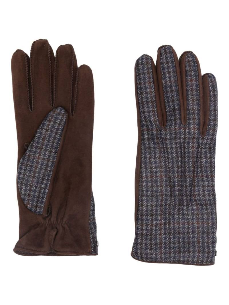 Canali houndstooth-pattern suede gloves - Brown von Canali