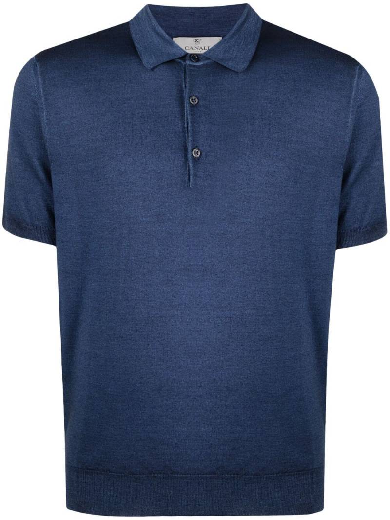 Canali knitted polo shirt - Blue von Canali