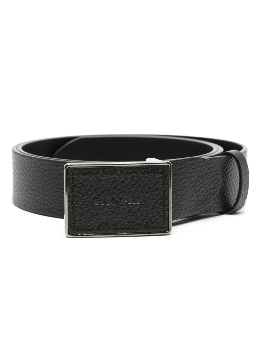 Canali logo-buckle leather belt - Black von Canali