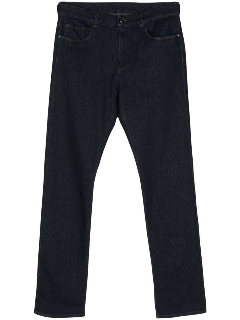 Canali logo-patch straight jeans - Blue von Canali