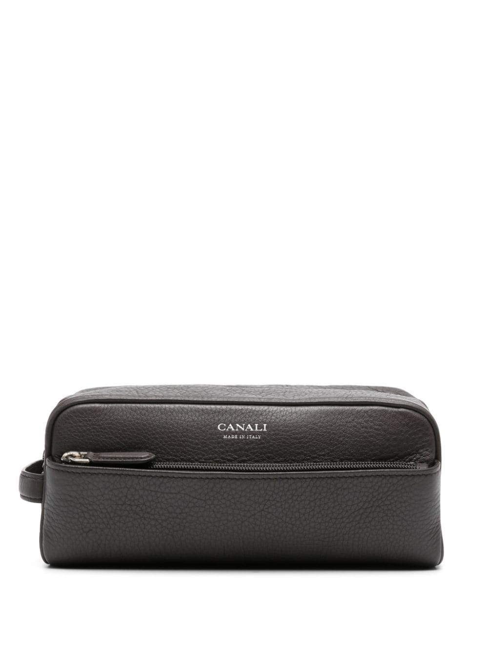 Canali logo-print leather wash bag - Brown von Canali