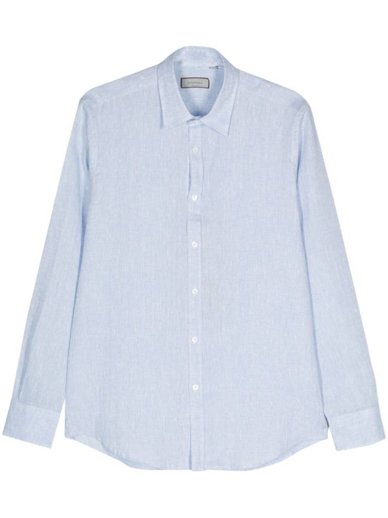 Canali long-sleeve linen shirt - Blue von Canali