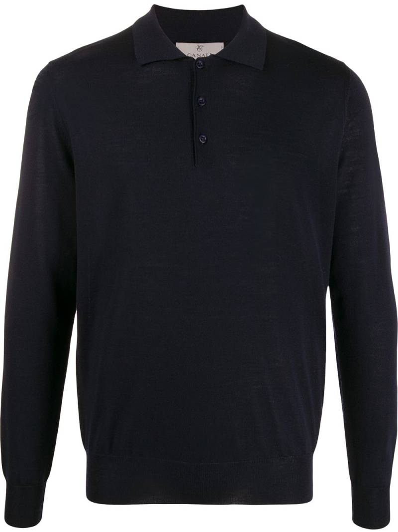 Canali merino-wool polo shirt - Blue von Canali